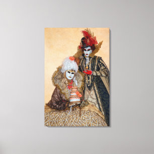 Koppel in Carnavalskostuum, Venetië Canvas Afdruk