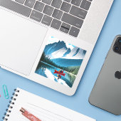 Koppel kajakken thema sticker (Laptop met iPhone)