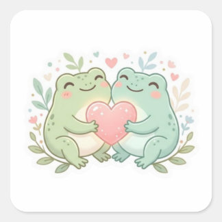 Koppel Kikker Sticker Schattig Twee Kikkers Liefde