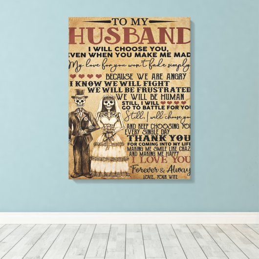Koppel liefdescadeau voor mijn man met Halloween Canvas Afdruk (Insitu (Houten vloer))