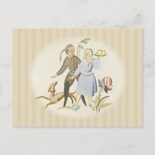 Koppel met hond briefkaart