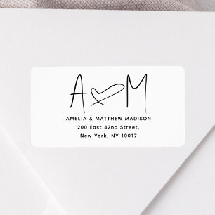 Koppel Monogram Hart Wit Retouradres Etiket
