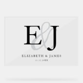 Koppel Monogram Initialen Elegant Trouwteken Acryl Bord (Voorkant)