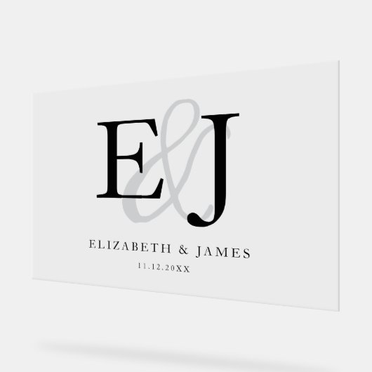 Koppel Monogram Initialen Elegant Trouwteken Acryl Bord (Hoek)
