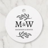 Koppel Monogram Namen Huwelijk Elegant Botanisch Bedankjes Labels (Achterkant)