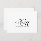 Koppel Monogram Script Initialen Naam Notitiekaartje (Voorkant / Achterkant)