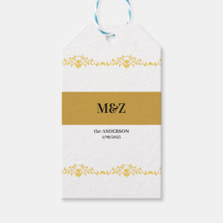 Koppel Monogram trouwdatum decoratieve boarder Cadeaulabel