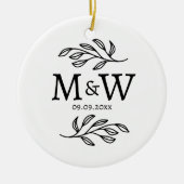 Koppel Monogram Trouwdatum Elegant Botanisch Keramisch Ornament (Voorkant)
