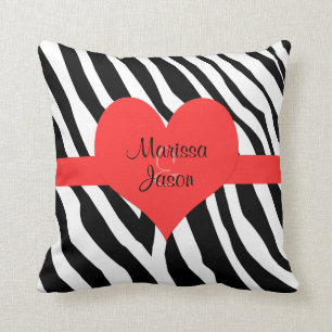 Koppel Monogram Zebra Print Hart Sierkussen