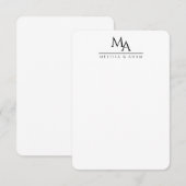 Koppel Monogram Zwarte Witte Elegante Modern Bedankkaart (Voorkant / Achterkant)