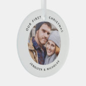 Koppel onze eerste kerstfoto glas ornament (Voorkant Rechts)