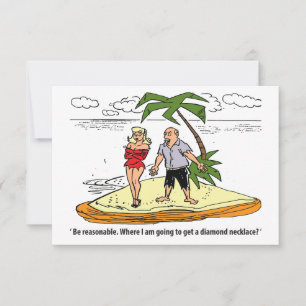 Koppel op een onbewoond eiland, grappig save the date