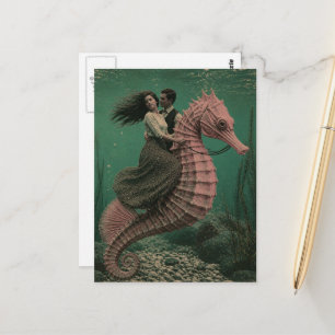 Koppel op een Zeepaardje Fantasie Briefkaart