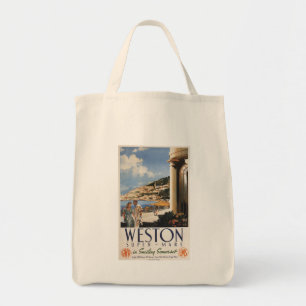 Koppel over het Poster van de kustlijn Tote Bag
