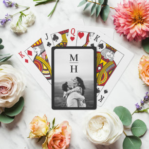 Koppelen Initialen Retro Foto Monogram zwart Pokerkaarten