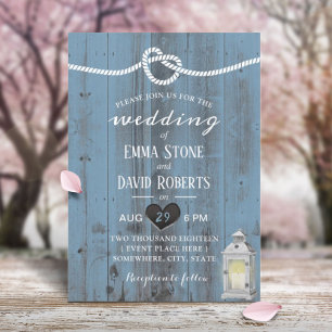 koppeling van de Knot Dusty Blue Barn Wedding Kaart