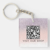 Koppelingen Business QR Code Monogramed Glitter Sleutelhanger (Voorkant)