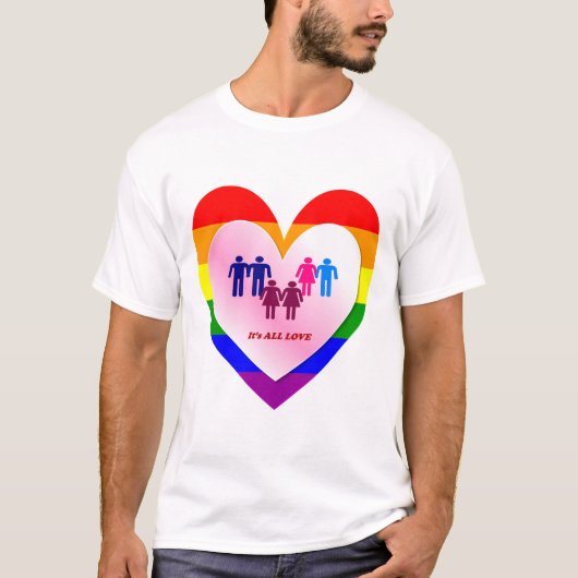 Koppelingen in het hart van de All Love Pride T-shirt (Voorkant)