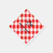 Koppels BBQ baby shower rood plaid gingham Servet (Hoek)