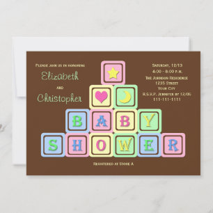 Koppels Coed Baby shower Uitnodiging Baby Blocks