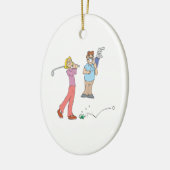 koppels die samen Golf blijven Keramisch Ornament (Links)