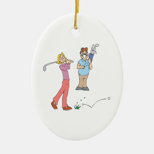 koppels die samen Golf blijven Keramisch Ornament (Voorkant)