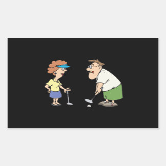 koppels die samen Golf blijven Rechthoekige Sticker