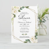 Koppels douche geometrische bloemengroen kaart (Staand voorkant)