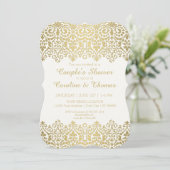 Koppels Douche  Modern Gouden Kant Elegant Kaart (Staand voorkant)