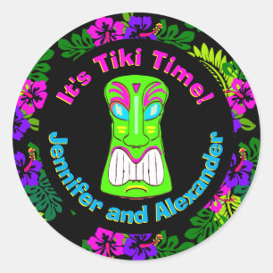 Koppels douche Tiki tijd Ronde Sticker