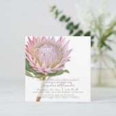 Koppels Douchen Moderne Roze Protea Bloem Kaart (Staand voorkant)