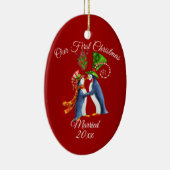 Koppels Eerste Kerstvakantie Keramisch Ornament (Rechts)