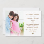 Koppels Foto Bruin Baby shower Uitnodiging (Voorkant)