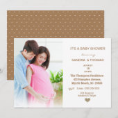 Koppels Foto Bruin Baby shower Uitnodiging (Voorkant / Achterkant)