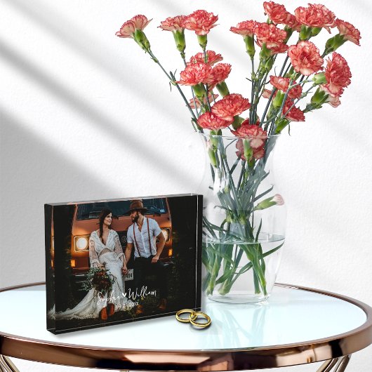 Koppels Fotonaam Bruiloft Jubileum Datum Hart Fotoblokken