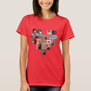 Koppels Gift Valentijnsdag Hart Foto Collage T-shirt