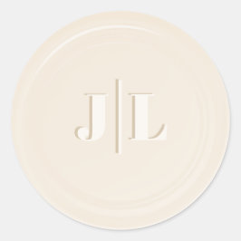 Koppels Initiaal Monogram Faux Wax Seal Cream Ronde Sticker