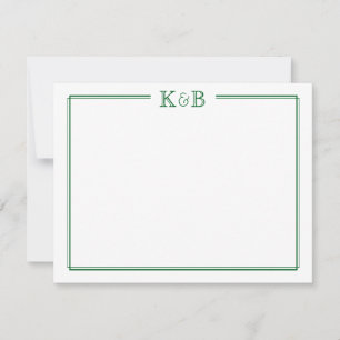 Koppels Initiaal Nieuwgetrouwden Monogram Groen Notitiekaartje