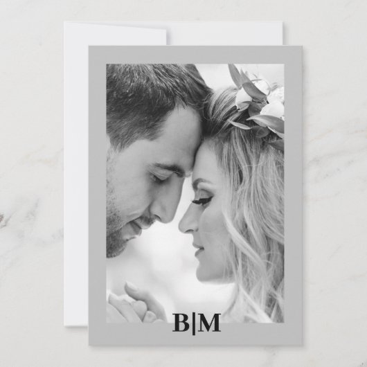 Koppels Initiaal Retro Foto Monogram Bedankkaart (Voorkant)
