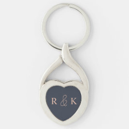 Koppels initialen monogrammed sleutelhanger