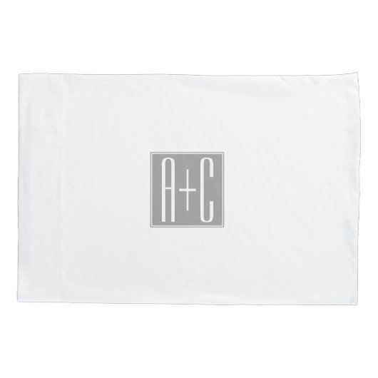 Koppels Initialen of Andere Tekst | Wit & Grijs Kussensloop (Achterkant)