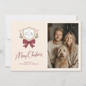 Koppels Monogram Initialen Boog Foto Kerst Kaart (Voorkant)