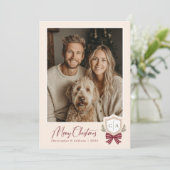 Koppels Monogram Initialen Boog Foto Kerst Kaart (Staand voorkant)