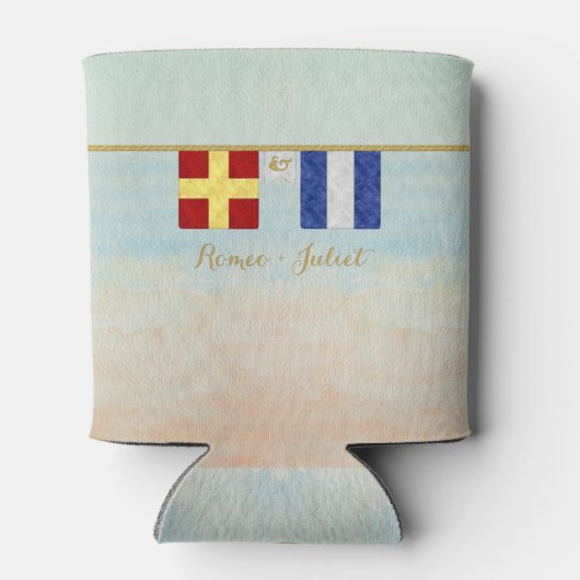 Koppels Monogram Maritime Signal Flags Waterverf Blikjeskoeler (Achterkant)
