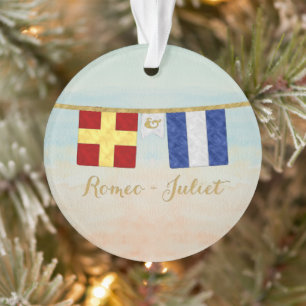 Koppels Monogram Maritime Signal Flags Waterverf Ornament