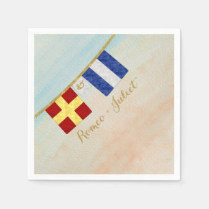 Koppels Monogram Maritime Signal Flags Waterverf Servetten