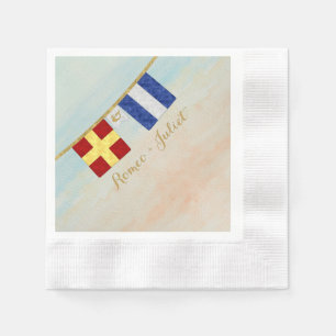 Koppels Monogram Maritime Signal Flags Waterverf Servetten