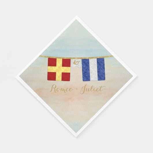 Koppels Monogram Maritime Signal Flags Waterverf Servetten (Hoek)