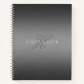 Koppels Namen & Achternaam Monogram Gradiënt Grijs Notitieboek (Voorkant)