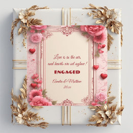 Koppels Romantische Roze Hart Motieven Bloemige Ve Vierkante Sticker